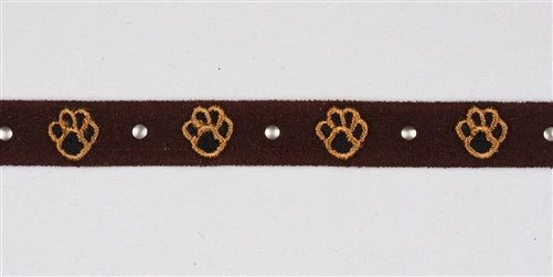 Susan Lanci Embroidered Paws with Studs Ultrasuede Dog Collar
