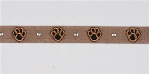 Susan Lanci Embroidered Paws with Studs Ultrasuede Dog Collar