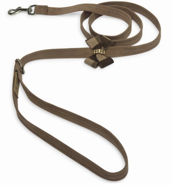 Susan Lanci Fawn Gingham Nouveau Bow Ultrasuede Collar