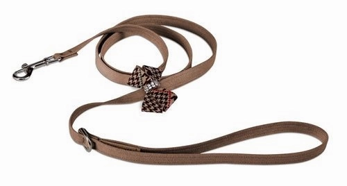 Susan Lanci Glen Houndstooth Nouveau Bow Collar Fawn