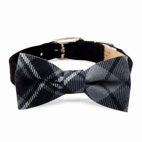Susan Lanci Scotty Collar Charcoal Plaid - Black