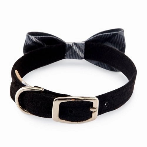 Susan Lanci Scotty Collar Charcoal Plaid - Black