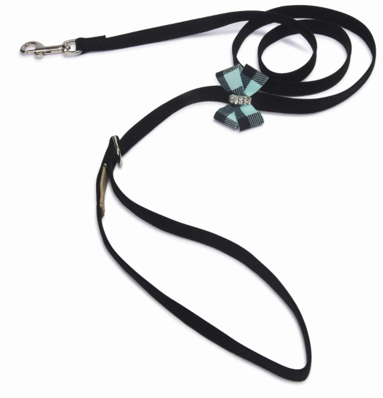 Susan Lanci Tiffi Gingham Nouveau Bow Ultrasuede Collar