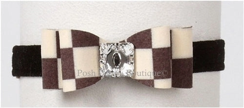 Susan Lanci Windsor Check Collection Ultrasuede Collars- Big Bow Style and Many Colors
