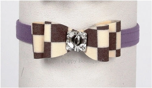 Susan Lanci Windsor Check Collection Ultrasuede Collars- Big Bow Style and Many Colors