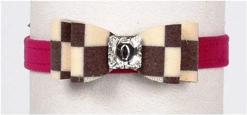 Susan Lanci Windsor Check Collection Ultrasuede Collars- Big Bow Style and Many Colors
