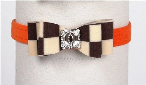 Susan Lanci Windsor Check Collection Ultrasuede Collars- Big Bow Style and Many Colors