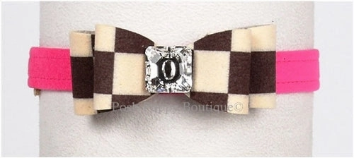 Susan Lanci Windsor Check Collection Ultrasuede Collars- Big Bow Style and Many Colors