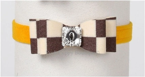 Susan Lanci Windsor Check Collection Ultrasuede Collars- Big Bow Style and Many Colors