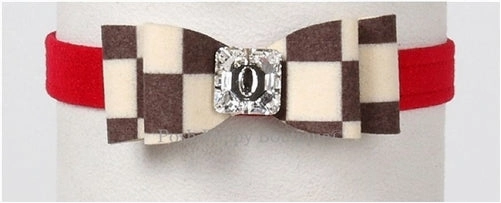 Susan Lanci Windsor Check Collection Ultrasuede Collars- Big Bow Style and Many Colors