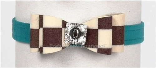 Susan Lanci Windsor Check Collection Ultrasuede Collars- Big Bow Style and Many Colors