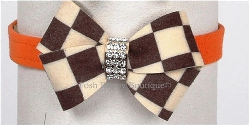 Susan Lanci Windsor Check Collection Ultrasuede Collars- Nouveau Bow Style and Many Colors