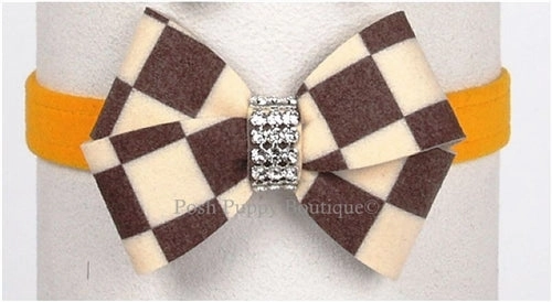 Susan Lanci Windsor Check Collection Ultrasuede Collars- Nouveau Bow Style and Many Colors
