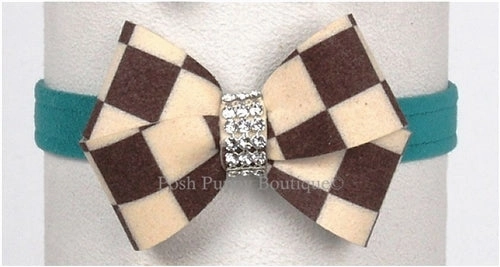 Susan Lanci Windsor Check Collection Ultrasuede Collars- Nouveau Bow Style and Many Colors