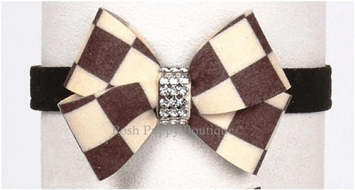 Susan Lanci Windsor Check Collection Ultrasuede Collars- Nouveau Bow Style and Many Colors