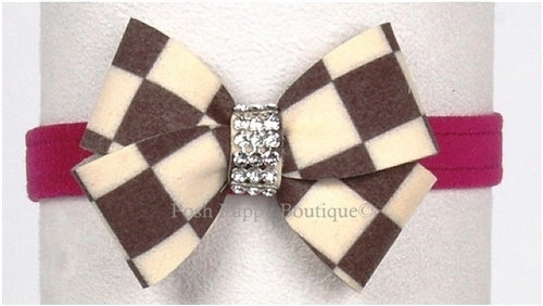 Susan Lanci Windsor Check Collection Ultrasuede Collars- Nouveau Bow Style and Many Colors
