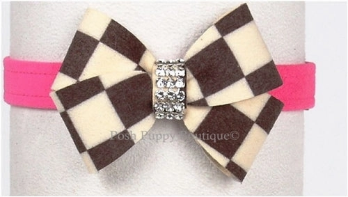 Susan Lanci Windsor Check Collection Ultrasuede Collars- Nouveau Bow Style and Many Colors