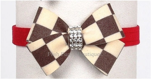 Susan Lanci Windsor Check Collection Ultrasuede Collars- Nouveau Bow Style and Many Colors