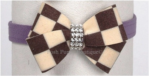 Susan Lanci Windsor Check Collection Ultrasuede Collars- Nouveau Bow Style and Many Colors