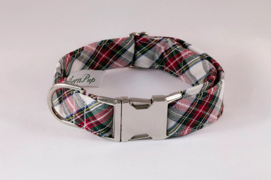 Tartan Plaid Bow Tie Dog Collar