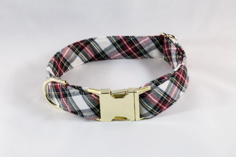 Tartan Plaid Girl Dog Flower Bow Tie Collar