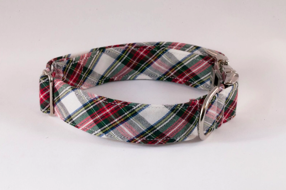 Tartan Plaid Girl Dog Flower Bow Tie Collar