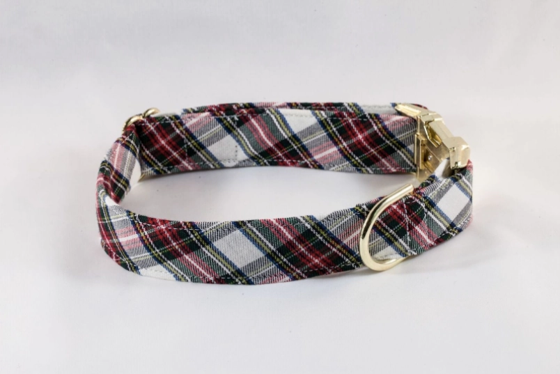 Tartan Plaid Girl Dog Flower Bow Tie Collar