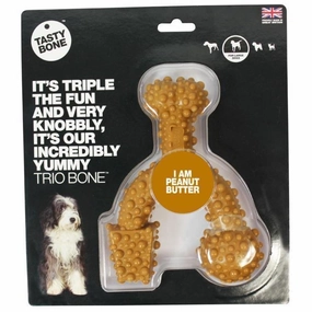 TastyBone Dog Toy Nylon Trio Peanut Butter Bone for Small Dogs