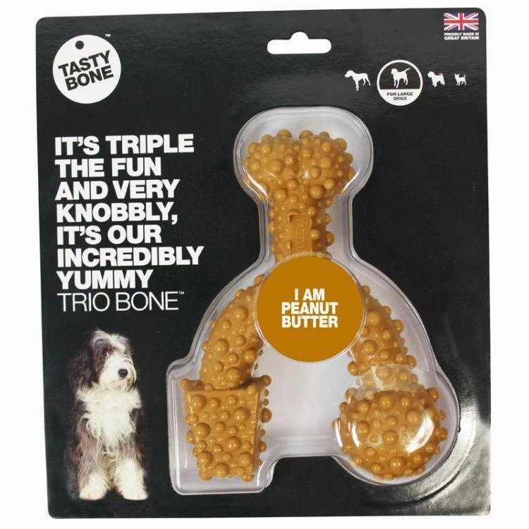TastyBone Dog Toy Nylon Trio Peanut Butter Bone for Small Dogs