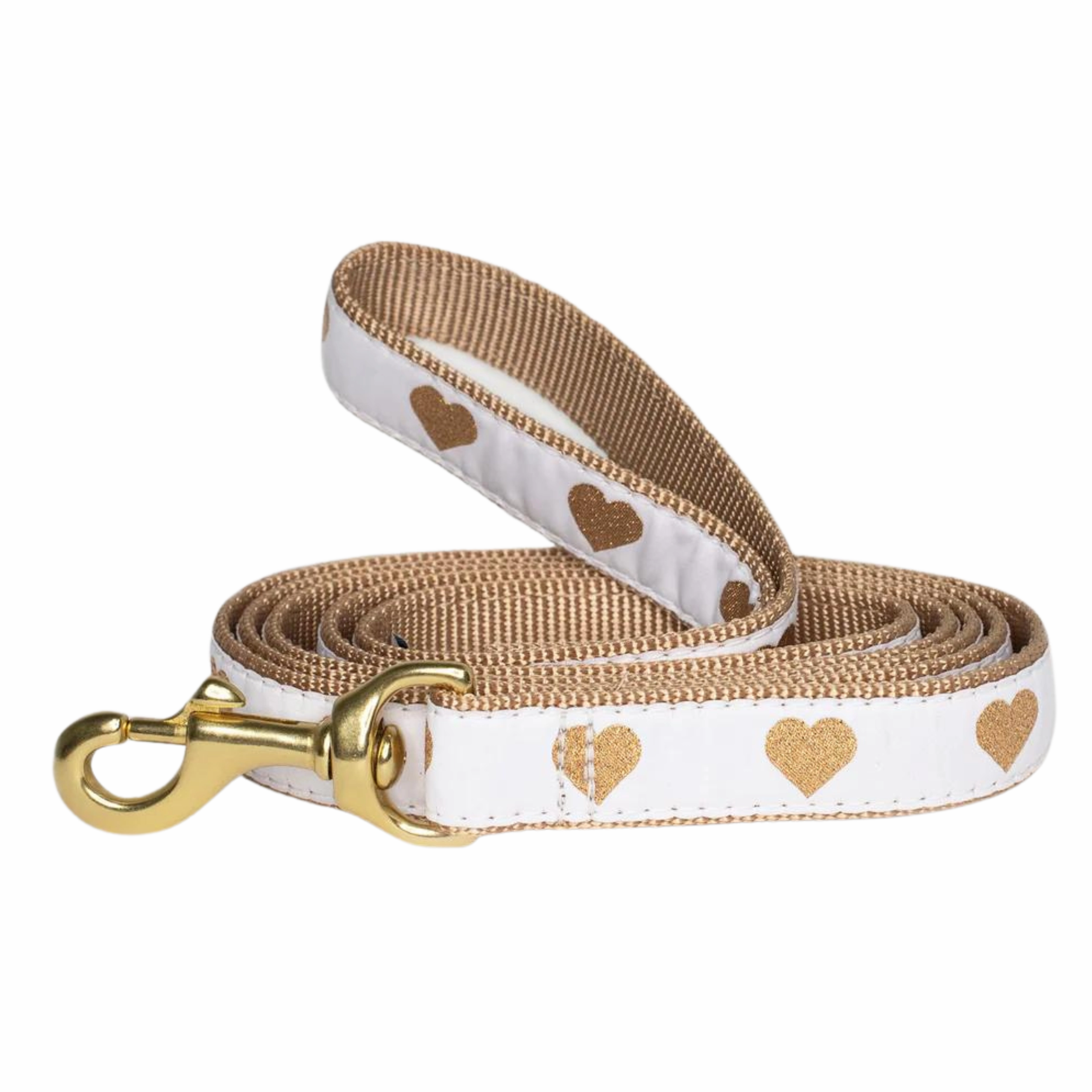 Teacup Leash | Hearts Of Gold White