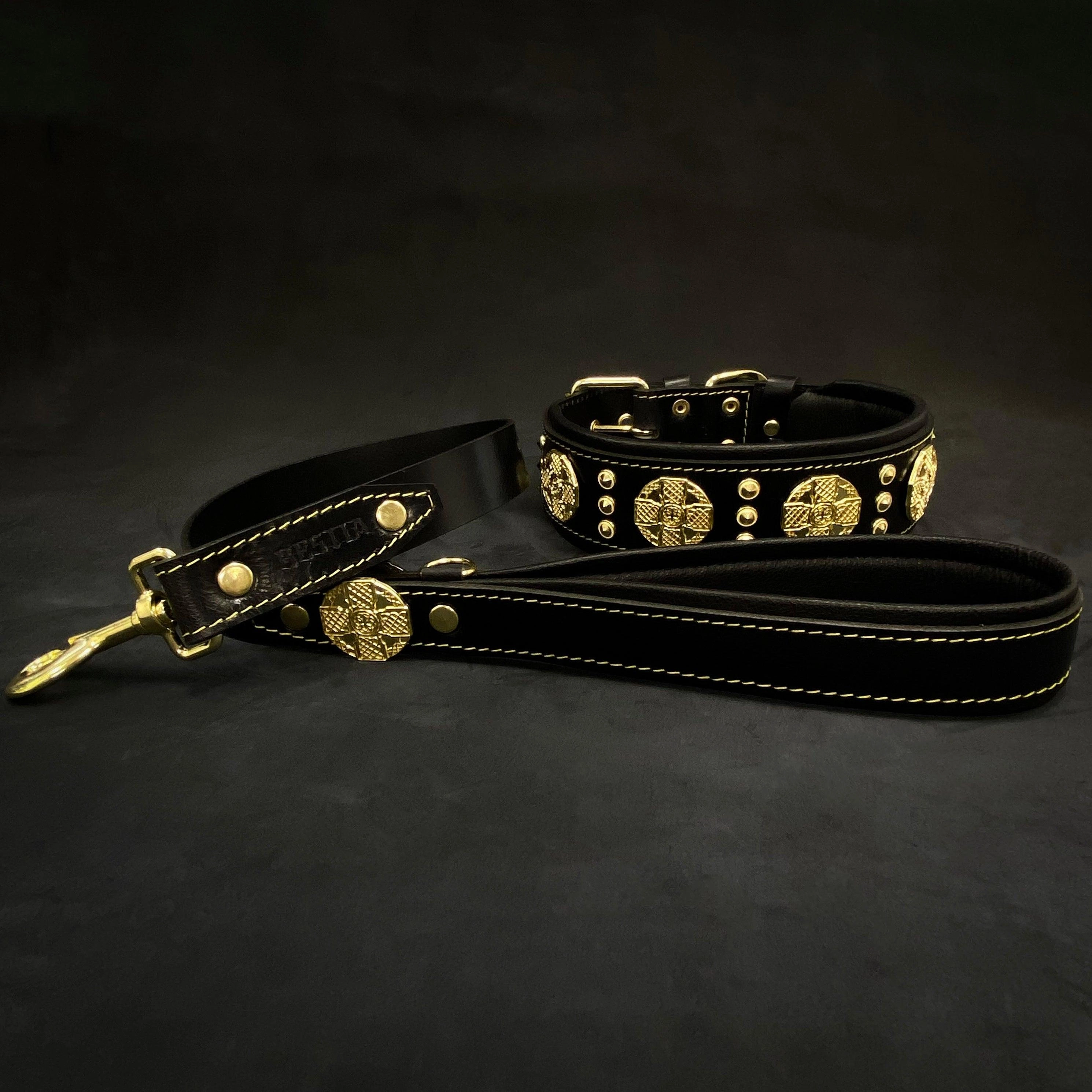 The "Maximus" collar 2.5 inch wide black & gold