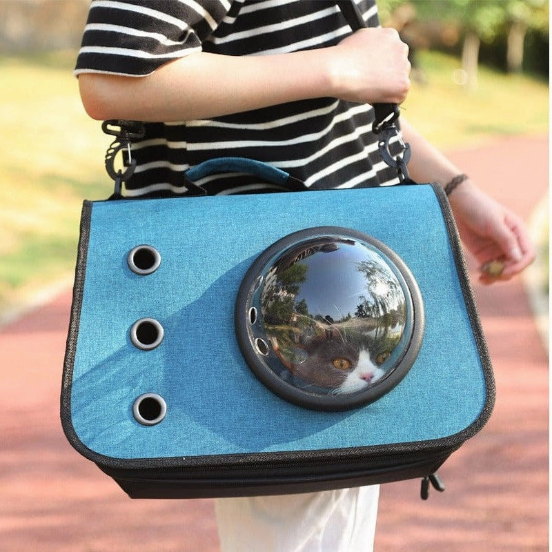 Three-Hole Breathable Linen Space Cover Foldable Cat Bagpet Carriers 40*25*25Cm