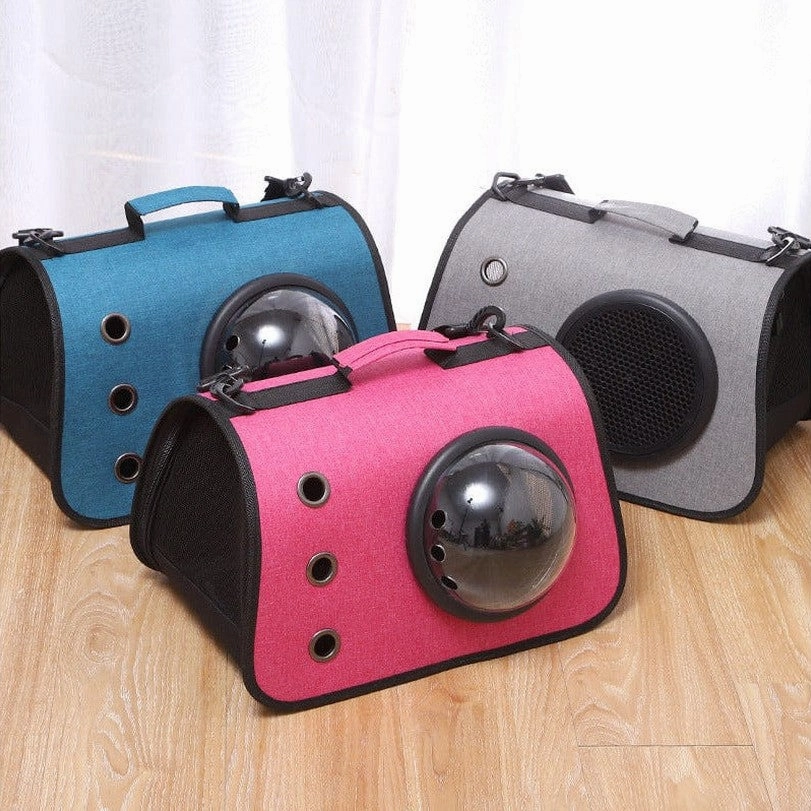 Three-Hole Breathable Linen Space Cover Foldable Cat Bagpet Carriers 40*25*25Cm