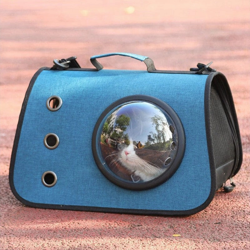 Three-Hole Breathable Linen Space Cover Foldable Cat Bagpet Carriers 40*25*25Cm