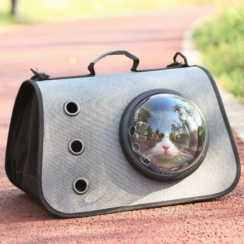 Three-Hole Breathable Linen Space Cover Foldable Cat Bagpet Carriers 40*25*25Cm