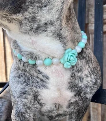 Tiffany Rose Beaded Pet Collar