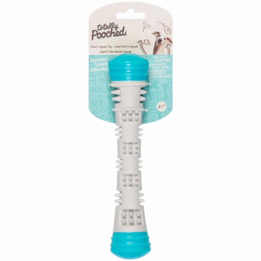 Totally Pooched Chew'n Squeak Rubber Stick Dog Toy (Teal)