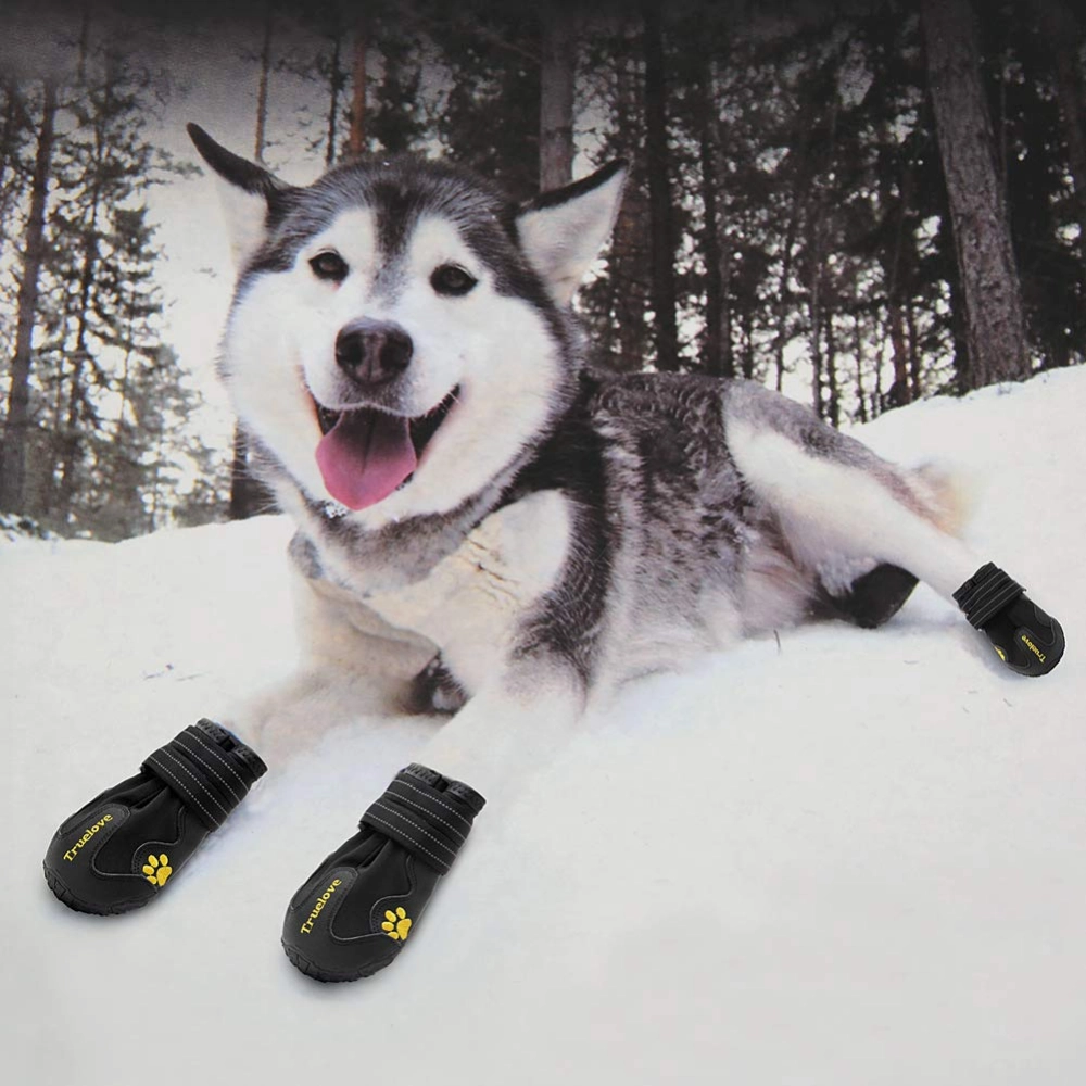 Truelove Waterproof Pet Boots for Dogs (Black, Set of 4)