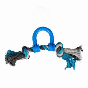 Tug Toy Knotted Cotton Pull Ring & Plastic 30cm grey/blue