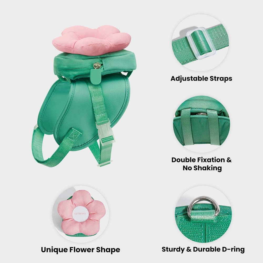VETRESKA Flora Collar, Backpack Harness & Leash Set For Cats & Dogs
