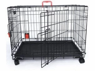 VOYAGER Wire Crate - 2 doors with Wheels patented SECURO lock Black