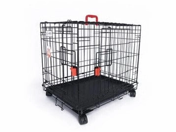 VOYAGER Wire Crate - 2 doors with Wheels patented SECURO lock Black
