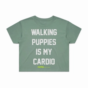 Walking Puppies is My Cardio Leopard Print Crop Top