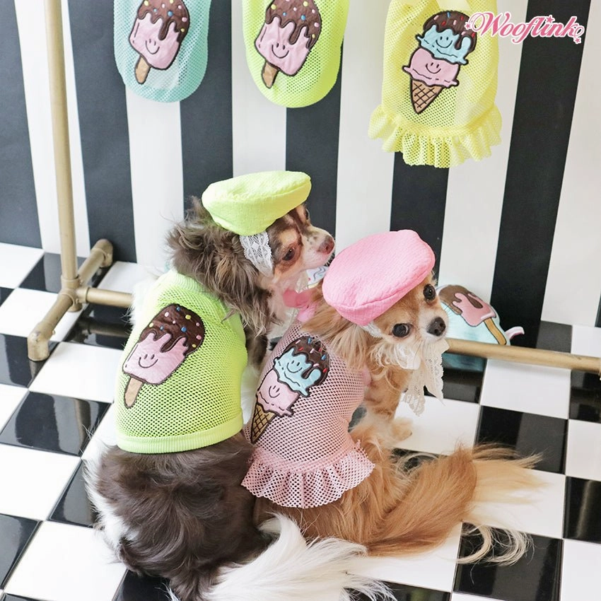 Wooflink Ice Cream Mesh Mini Dress in Pink