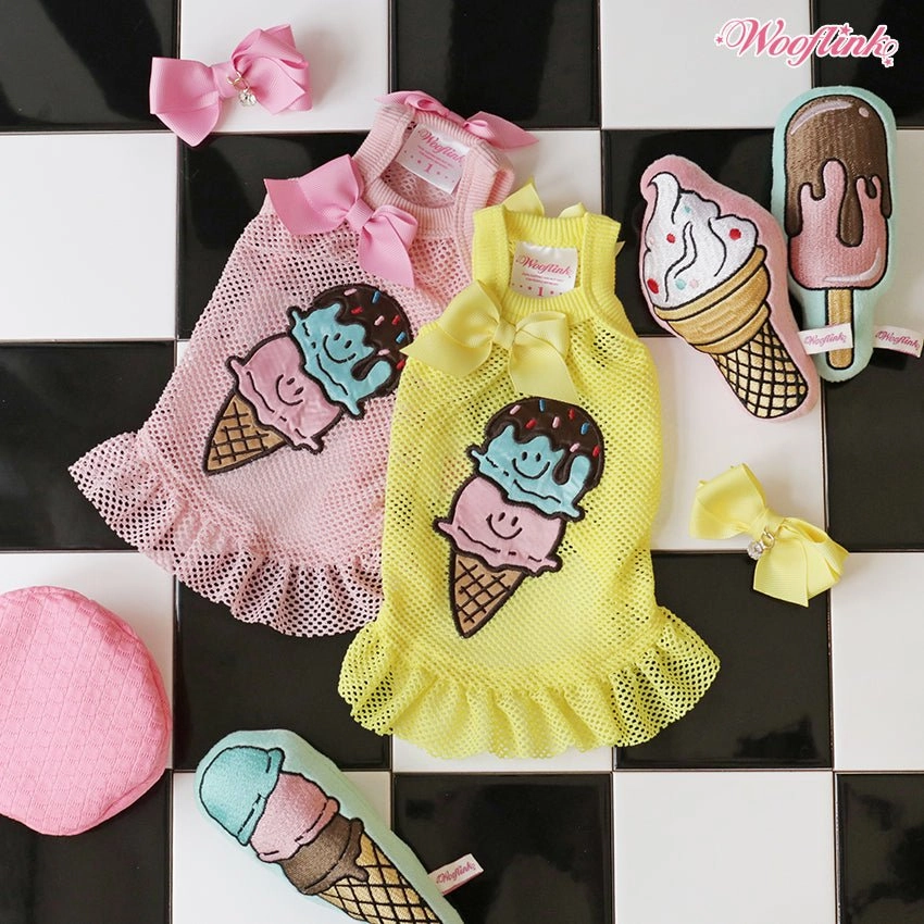 Wooflink Ice Cream Mesh Mini Dress in Pink
