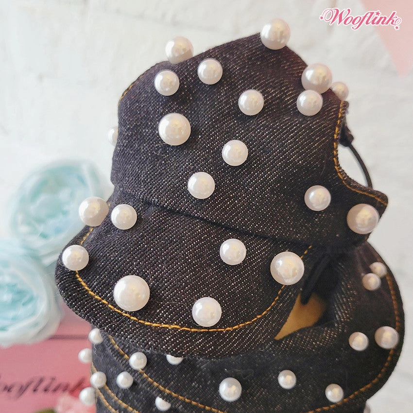 Wooflink My Pearl Denim Cap in Black