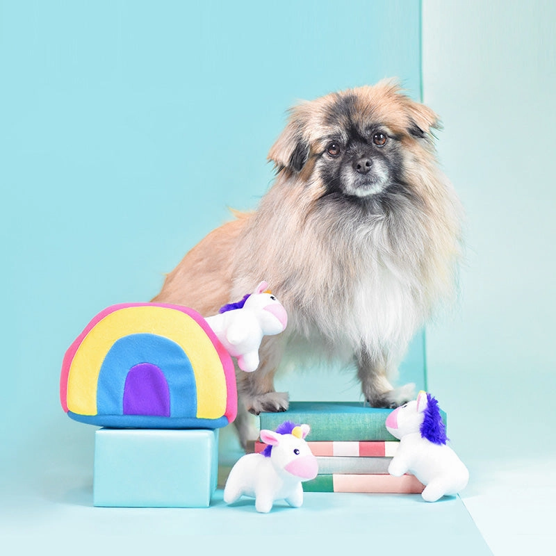 Zippy Paws Unicorn and Rainbow Burrow Dog Toy